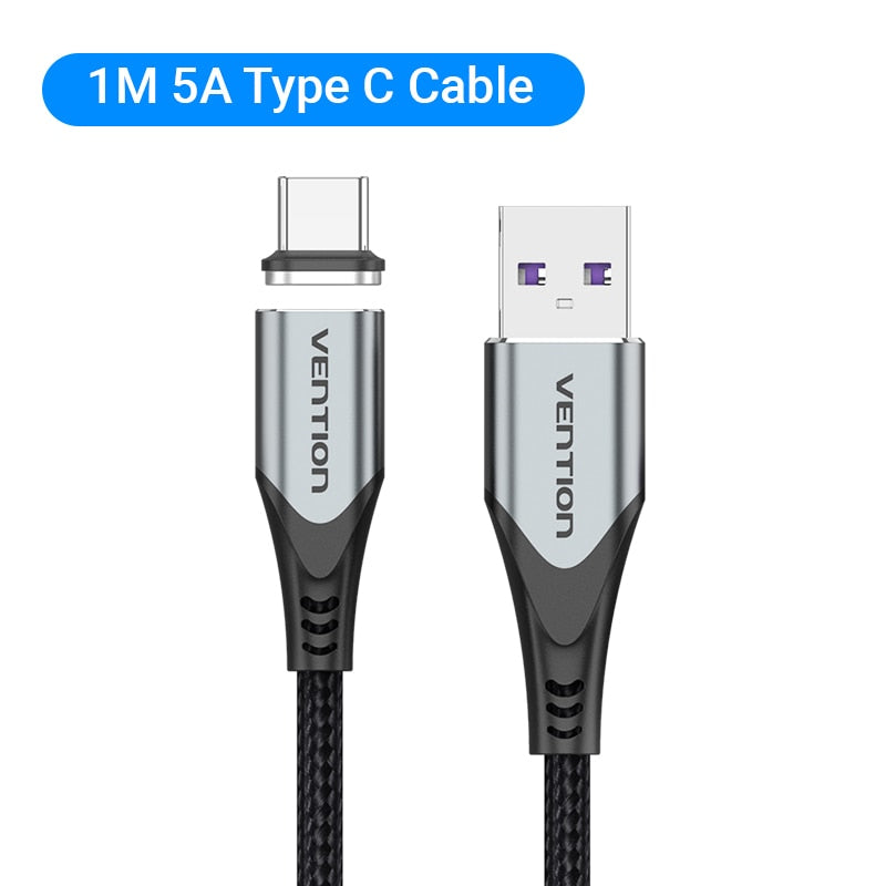 Vention 5A Magnetic Charge Cable Fast Charging USB Type C Cable Magnet Micro USB Data Charging Wire Mobile Phone Cable USB Cord