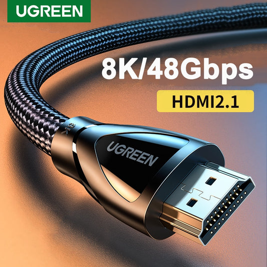 Ugreen 8K@60Hz HDMI 2.1 Cable 4K@120Hz Digital Video 48Gbps HDMI to HDMI Cable for Apple TV HDR10+ PS4 Projector Audio Cabo Cord