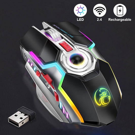 RGB Gaming Mouse Wireless Computer Mouse Rechargeable Silent Mause LED Backlit Mice 3200 DPI Wireless Mouse Gamer For Laptop PC