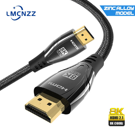 LMCNZZ HDMI 2.1 Cable Zinc Alloy Model HDMI Cable 8K 60Hz 4K 120Hz 48Gbps HDR Adapter For PS4 PS5 RTX 3080 Video PC Laptop TV