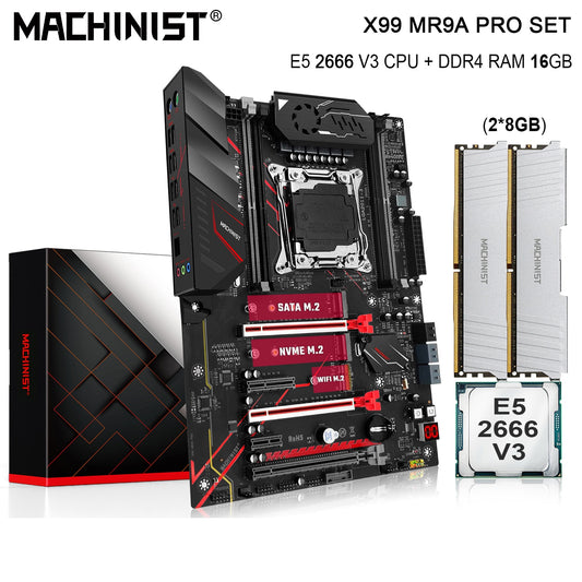 MACHINIST X99 Kit Motherboard With E5 2666 V3 Processor CPU LGA 2011-3 16G(2*8) DDR4 RAM Memory M.2 NVME SATA M.2 MR9A-PRO