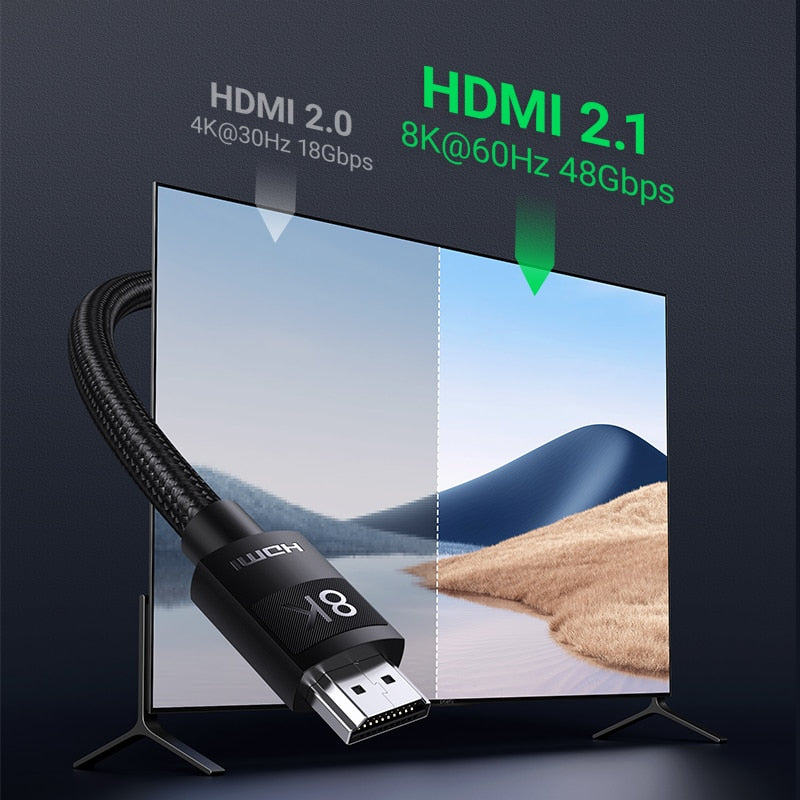 Ugreen HDMI 2.1 Cable Ultra High-speed 8K/60Hz 4K/120Hz for Xiaomi Mi Box PS5 HDMI Splitter Cable HDMI Dolby Vision 48Gbps HDMI